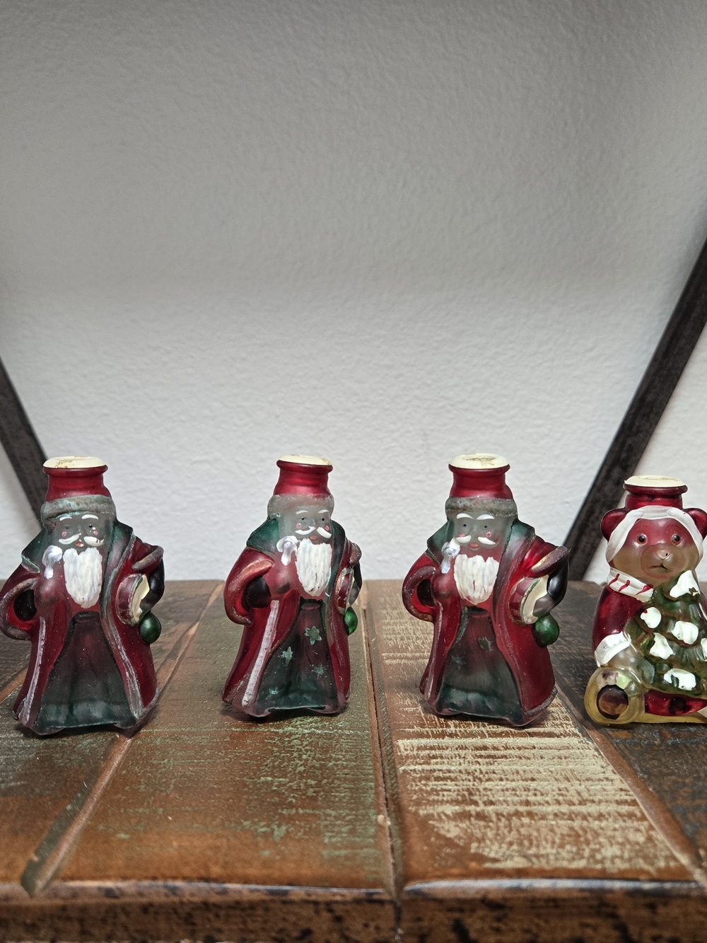 Lot of 6 VTG Hand painted Old World Christmas Glass Light Covers Santa's & bears